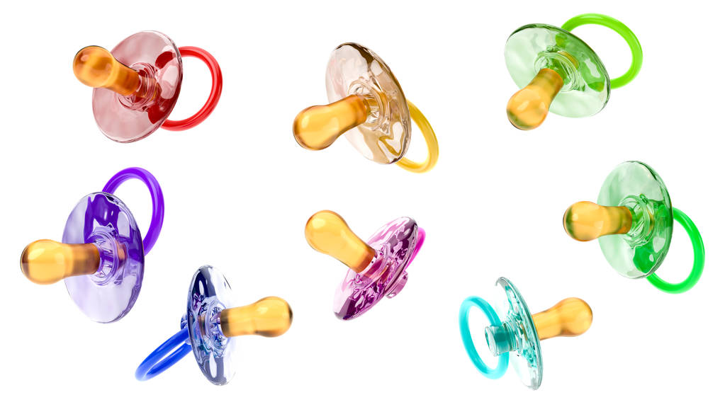Teething rings (pacifiers) found on the great interwebz.